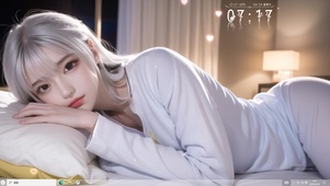 4k银发侧躺白衣纯欲美少女
