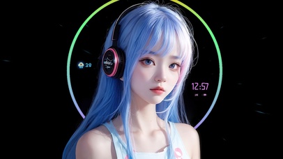 4K炫酷霓虹电竞女孩