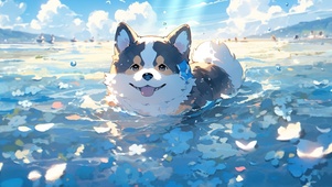 小狗与花