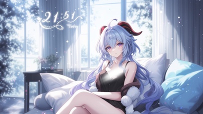 雪墨壁纸丨甘雨丨惬意午后丨