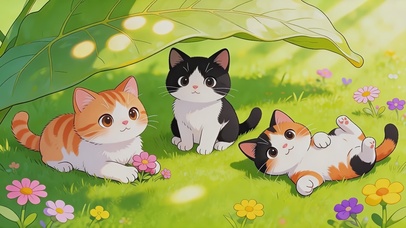 可爱调皮草地猫咪