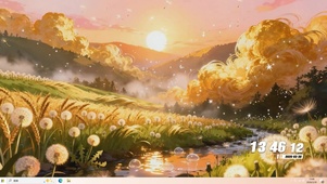 夕阳树木河流桌面主题