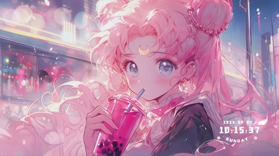 月野兔 一起喝奶茶