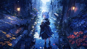 夜晚小巷少女