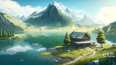 唯美青山绿色草地