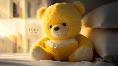 4K可爱治愈读书泰迪熊