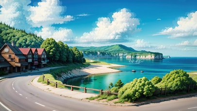 4K唯美治愈春天海景公路