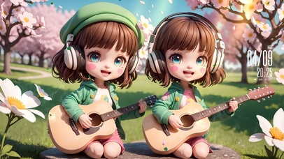4k卡通吉他女孩230409