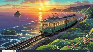 海边晚霞列车