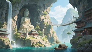 洞中寺庙佛像