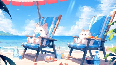 海边度假猫咪