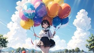 4k可爱气球女孩