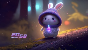 森林紫色帽子兔兔