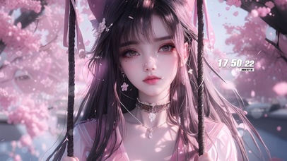 唯美樱花秋千美女