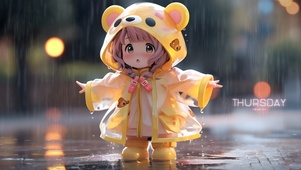 雨中可爱女宝