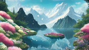 雪山下的湖泊