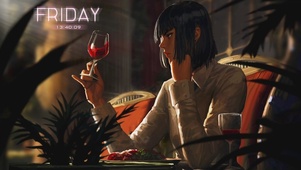 0372-喝红酒的美女