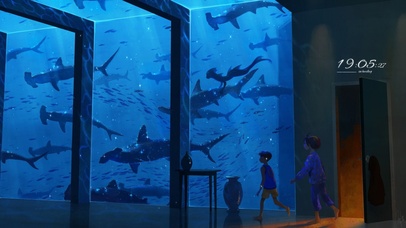 4k唯美治愈蓝色秘密水族馆