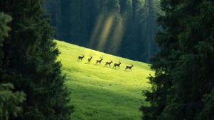 盛夏森林里的麋鹿