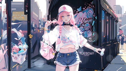 4K二次元涂鸦少女