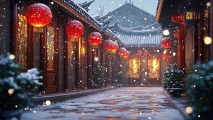 雪中的新年景色