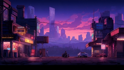 像素风城市雨夜