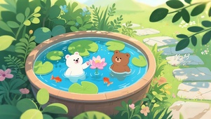 夏日避暑的小熊