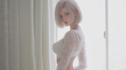 眨眼动态~窗户边阳光女孩