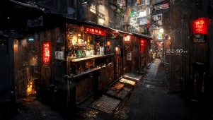 4k 治愈雨天城中村街道