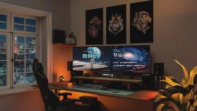 4K城市雨夜电脑房间