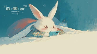 呆萌小兔子（玩手机）