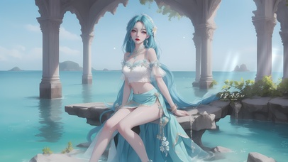 4k蓝发海上公主