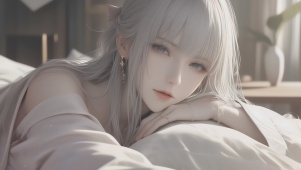 甜美白发优雅女孩