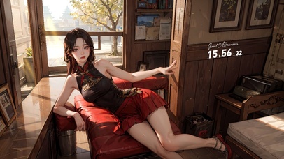 唯美古风红裙少女