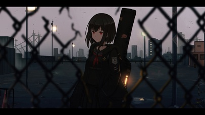 铁栅栏旁的少女