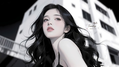 长发飘逸韩系美女