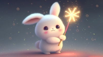 4K新年烟花可爱萌兔