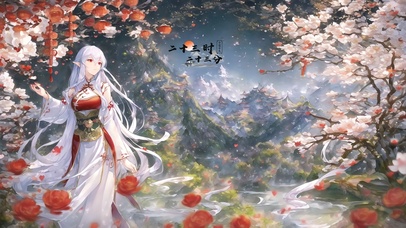 4k 唯美古风桃花林少女