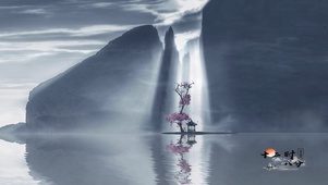 古风水墨湖心亭
