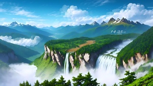 唯美高山瀑布