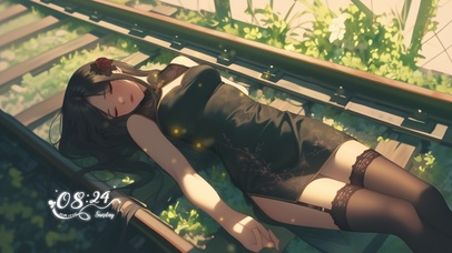 长发如夜幕般柔软，随风轻轻飘扬