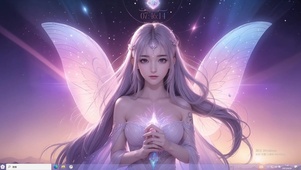 4k七彩蝴蝶金光粉毛美少女