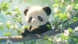 树枝上的熊猫