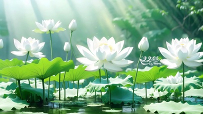 林间的白色荷花