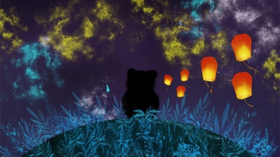 星空下的小猫咪