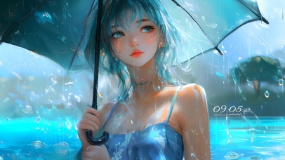 雨中美女