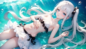 可爱海边纯白少女