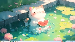 夏日池塘猫咪