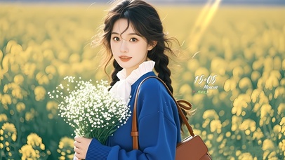雏菊花田女孩