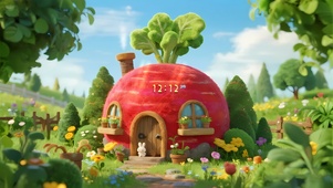 清新草地萝卜小屋